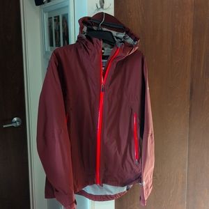 Women's Columbia Raincoat - Size Large, Maroon/Pink